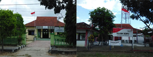 Bukan Setengah Tiang : Pemasangan bendera di Kantor Urusan Agama KUA Kec Sidayu Dan Kantor PT Telkom Sidayu Gresik pada  30 September 2016 masih seperti biasa, satu tiang penuh, padahal sesuai aturan hari  ini pemasangan bendera setengah tiang sebagai wujud penghormatan para pahlawan yang gugur pada tanggal  September 1965. atau biasa dikenal GS PKI. Foto diambil pada pukul 11.00 Wib. sutikhon/kabargresik.com