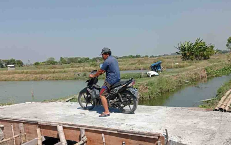 Jembatan penghubung antar blok tambak di desa Gumeno